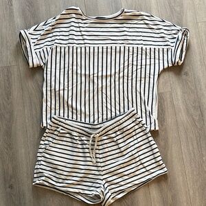 Banana Republic Monochrome Striped Terry Tee and Short Set size L